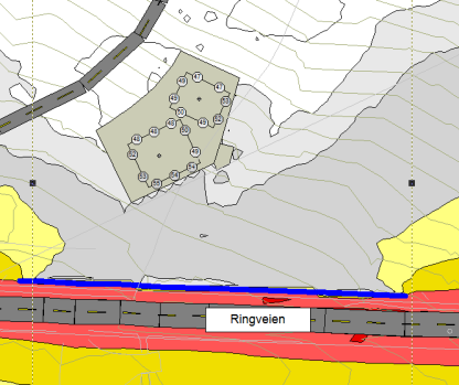 4 Støyskjerming i svalgang Støyskjerming langs Ringvegen Sl/skygge Nytt planfrslag medfører i hvedsak ingen endringer av skyggefrhldene fr de nærmeste nabene.