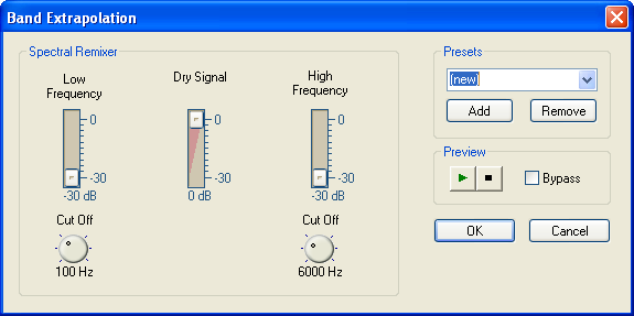8 Optimering 8.1 Innledning Lyden fra lydfiler kan forbedres med optimeringskommandoene. 8.2 Båndekstrapolering Med båndekstrapolering forbedres lyden på kjedelige innspillinger.