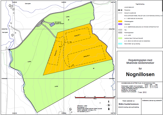 Avgrensningen av planområdet er identisk med ytre avgrensning for områderegulering for Nognillosen godkjent av Midtre Gauldal kommune 7.