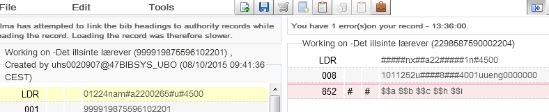 Add holding 3) Klikk Add holding eller velg Tools > MARC Bibliographic > Add holding (Ctrl+Alt+H).