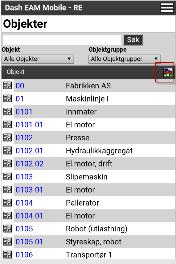 Sette filtrering Sette forhåndsvalg Forhåndsvalg for planlagte arbeidsordre og jobb rett i historikken kan du sette opp her, ref. over Forhåndsvalg.