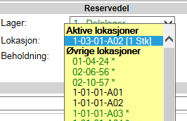 Inn på lager Velg lager, lokasjon, legg inn antall, knytt til eventuelle kostnadsbærere (via detaljer).