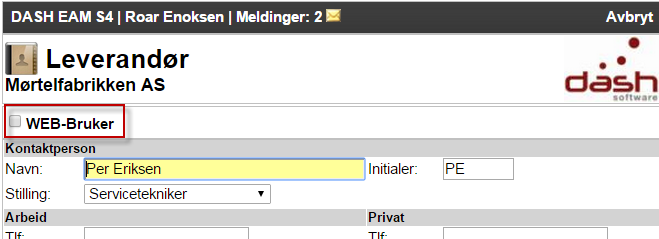 Her kan du via denne knappen legge til kontaktpersoner, knytte til dokumenter samt også legge til forskjellige standardadresser.