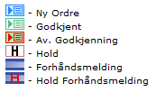 Godkjenne ordre. Ved å søke frem ikke-godkjente ordre, kan man godkjenne flere ordre samtidig ved å krysse for disse og velge knappen Godkjenn.