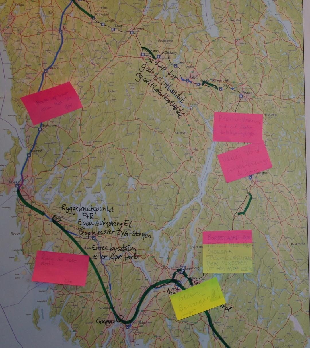 KONSEPTER Gruppe 2 Mangler kap.løsende tiltak Moss-Ski Proriter vestre linje med evt godsforbikjøringsspor Borregaard bør betjenes med sidespor.