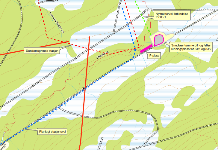 Figur 15. Forslag til løsning med opparbeidet parkeringsplass og snu-/lunningsplass ved Snillfjord transformatorstasjon. 5.4.