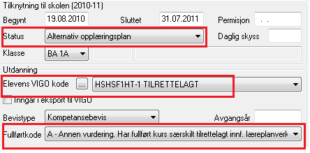 Hvor plassert i TP Registrering og rutiner Modul>Elev>Elev Det er ingen spesifikke skjermbilder for denne elevgruppen.