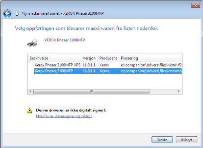 Phaser3100MFP/S Manuell installasjon av driverne Du kan installere skriver og skanner drivere manuelt uten å kjøre noe programvare for oppsett.