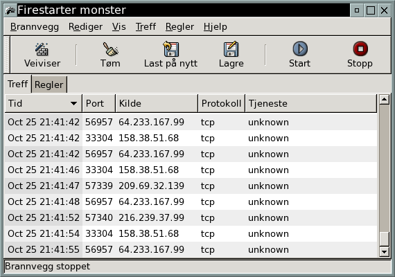 Aktuell programvare side 17 av 22 Figur 2.5: Firestarter i drift 2.7.2 BSD-baserte brannmurer BSD er en unix-variant som ikke er basert på linux. BSD har et like bra pakkefilter som iptables.