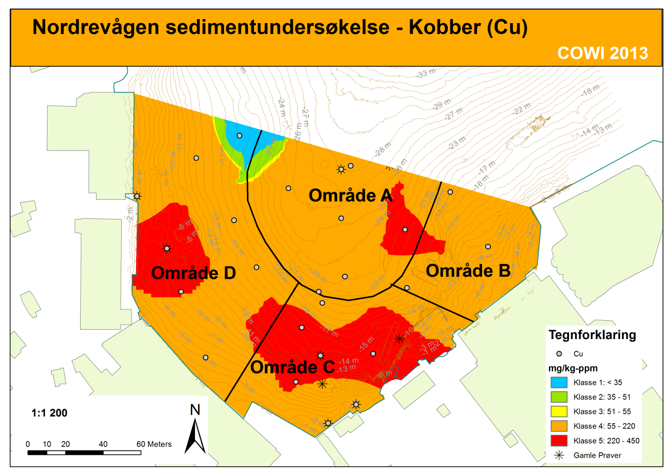 Figur 13 viser fordelingen av TBT i Nordrevågen.