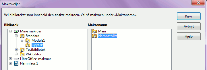 Figur 4: Dialogvindauget for ny modul 8) Skriv inn eit fornuftig namn på den nye modulen, på biletet er det brukt Opptak, og trykk på OK for å lage modulen.