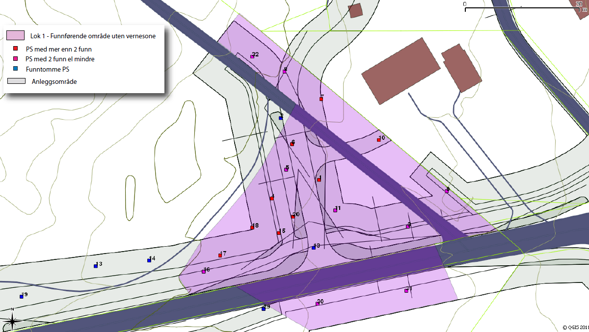 Planbeskrivelse 21 Figur 8: Funnførende område, lokalitet 1. Kilde: Rogaland Fylkeskommune 2012. 6.