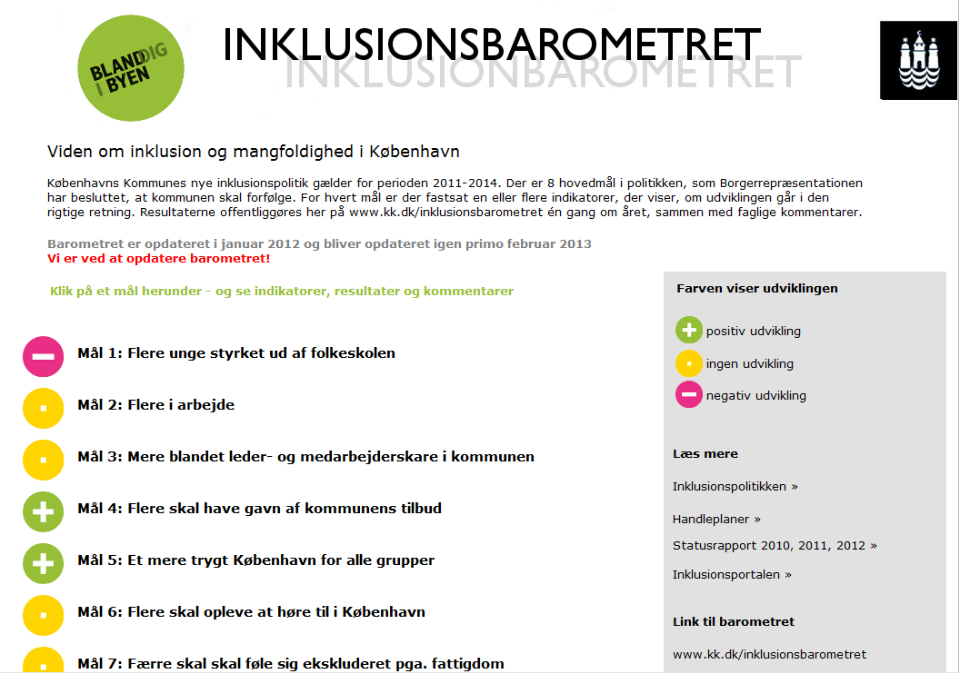 Noen flere relevante prosjekter/nettsteder/publiseringsløsninger Det nasjonale integreringsbarometeret i Danmark / UDB København