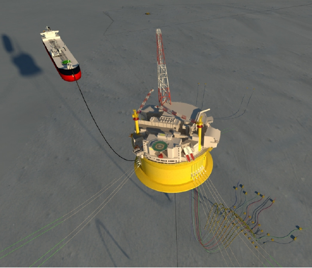 2 Goliat feltet med FPSO, havbunnsanlegg og lasteskip Kilde: Eni Norge AS 2 Bakgrunn Ptil skal legge premisser for og følge opp at aktørene i petroleumsvirksomheten holder et høyt nivå for helse,