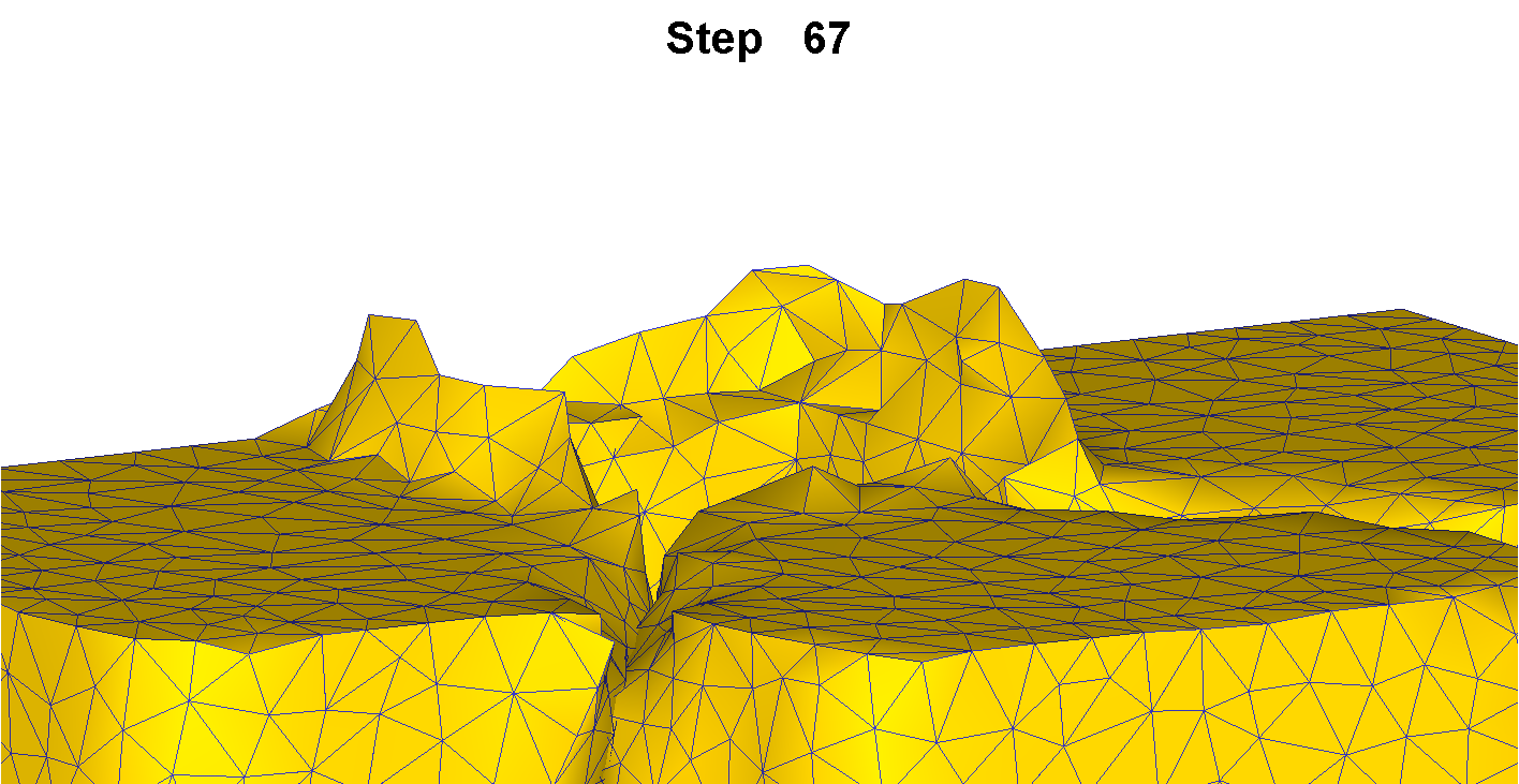 Figur 6.2. Begynnende flyt ut av bæreflateområdet i første del av simulering 6.