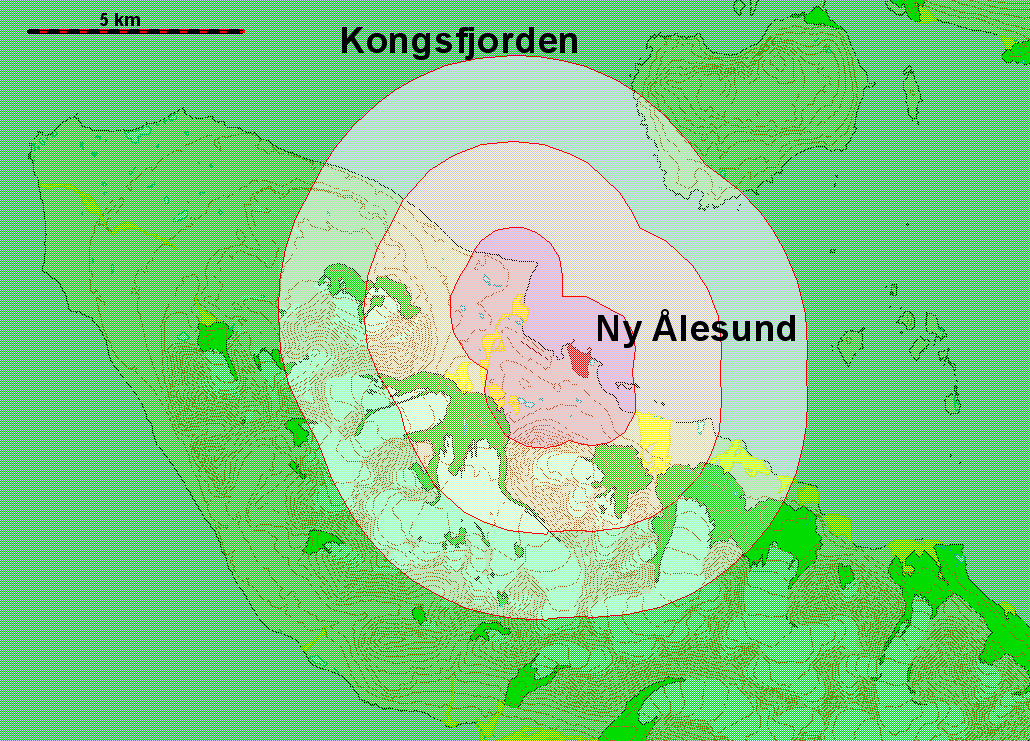 Figur 5.1. Beregnet INON-status etter at tiltaket er gjennomført. Rosa farge angir inngrepsnære områder, mens lys rosa, lys grønn og grønn farge angir inngrepsfrie områder i klasse 1 og 2 og 3 dvs.