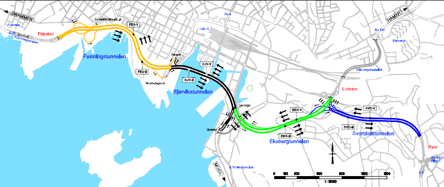 3. Dagens situasjon 3.1 Tunnelene 3.1.1 Operatunnelen Operatunnelen er hovedfartsåren i Oslo og Norges mest trafikkerte vegstrekninger.