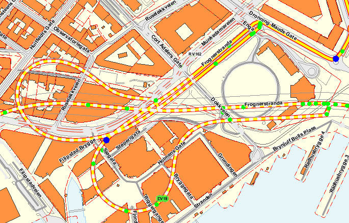 grunn av rehabilitering og Bjørvikaprosjektet ikke komplette. Dette har ført til at det av og til ikke er foretatt målinger, mens andre målinger viser lavere trafikkvolum.