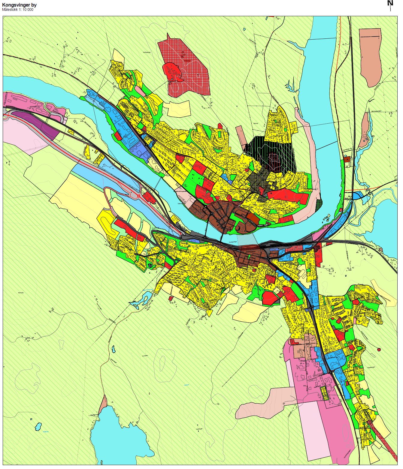 Figur 5.5 Kongsvinger kommune. Kommuneplanens arealdel. Kongsvinger by. Kommunestyret vedtok både samfunnsdel og arealdel 1.oktober 2009.