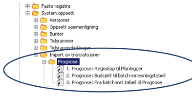 Trinn 2: Budsjett til batch-innlesningstabell (Serverprosess: PL204) Serverprosessen overfører budsjettet for de resterende periodene ut året til fortabellen: Trinn 3: Fra batch-innl.