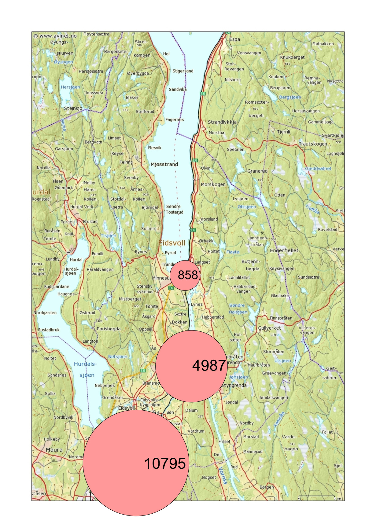 Det er en økning på 30 % i løpet av 10 år. Råholt tettsted er størst med nesten 11000.