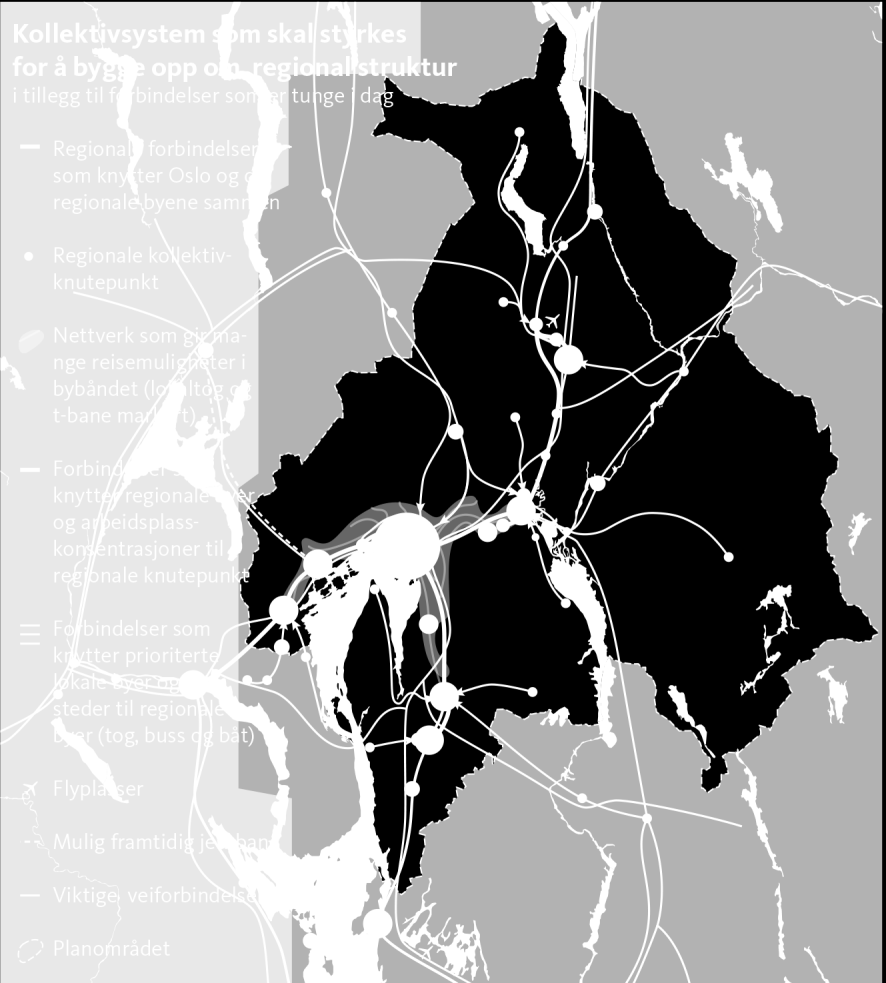 Transportsystem - strategier T1 Utvikle et helhetlig transportsystem for hele Oslo og Akershus som bygger opp om regional struktur T2 Utvikle transportløsninger i prioriterte vekstområder som bidrar