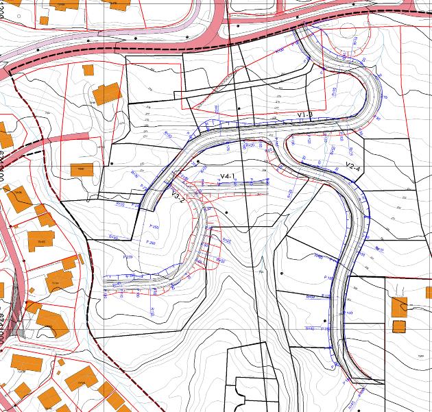 Versjon 4 Forslaget baserer seg på versjon 3, men suplerer med egen avkjøring til øvre del av planområdet egen avkjøring fra Engenvegen.