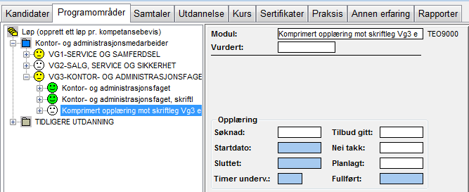 REGISTRERING SAMTALER REALKOMP.VURDERING OPPLÆRING DOKUMENTASJON RYDDING VEDL.