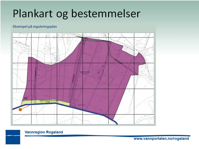 Eksempel på reguleringsplan for massefylling som forsøker å ivareta hensyn til vassdraget.