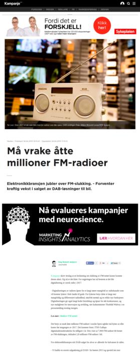 Må vrake åtte millioner FMradioer Kampanje, 16.04.