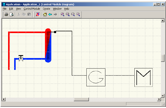 Figur 5: Forslag til oppdeling av systemet i logiske enheter Figurene for motor, generator og varmeveksler finner dere ferdig laget i biblioteket LabIcon.