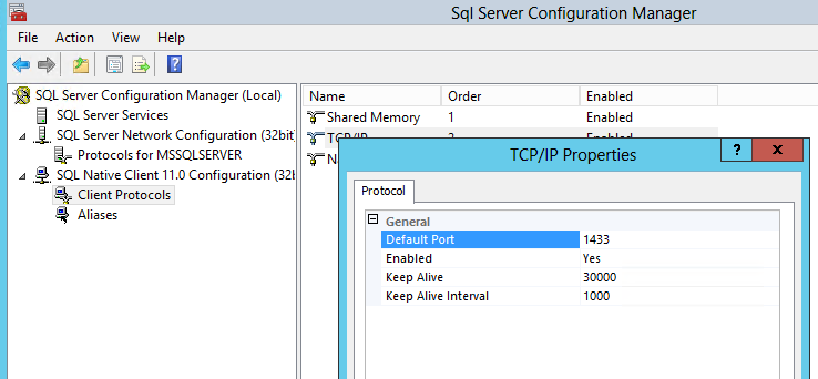 IDRI2001 Drift av datasystemer side 14 av 14 Port-konfigurasjon SQL Server kjører default på port 1433. I dette avsnittet ser vi hvordan man kan endre hvilken port en SQL-instans kjører på.