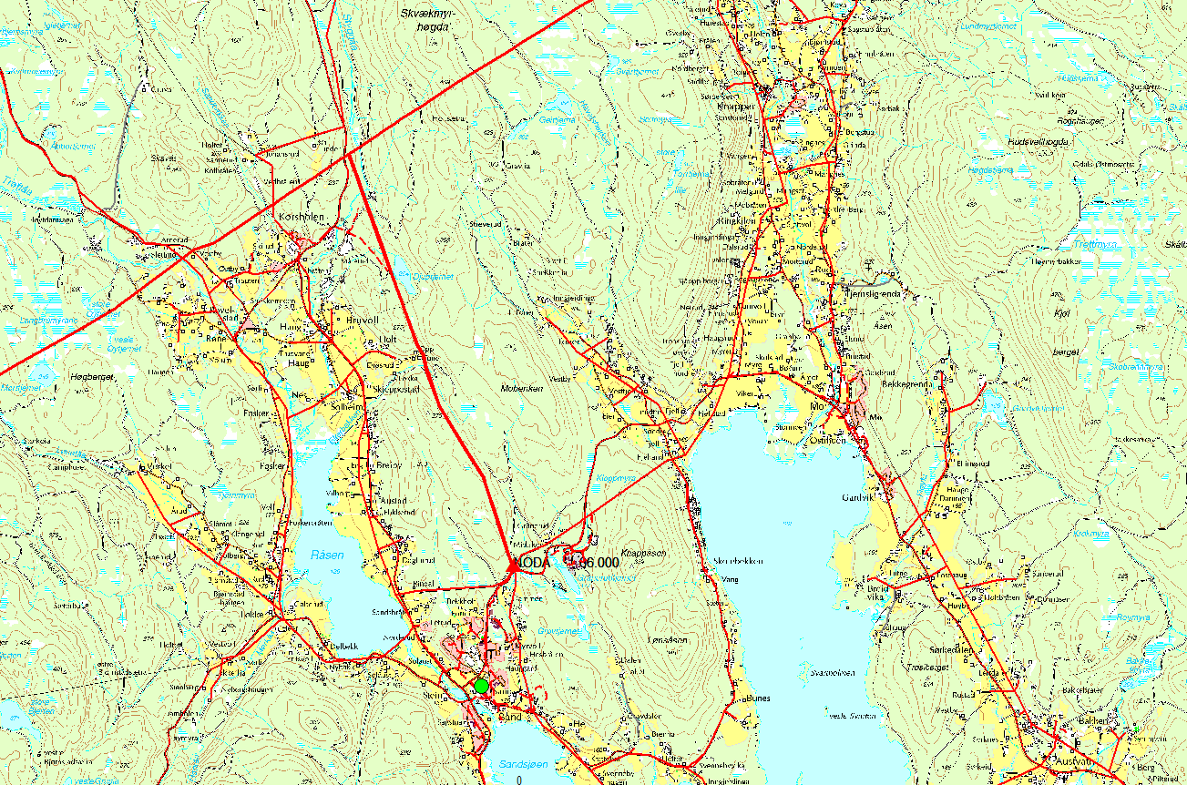 All forsyning av elektrisk strøm skjer gjennom Nord-Odal transformatorstasjon, som forsynes fra Sentralnettet (300 000V) i Minne over en 66 000V regionalnettslinje, med regionalnettslinje på 66 000V