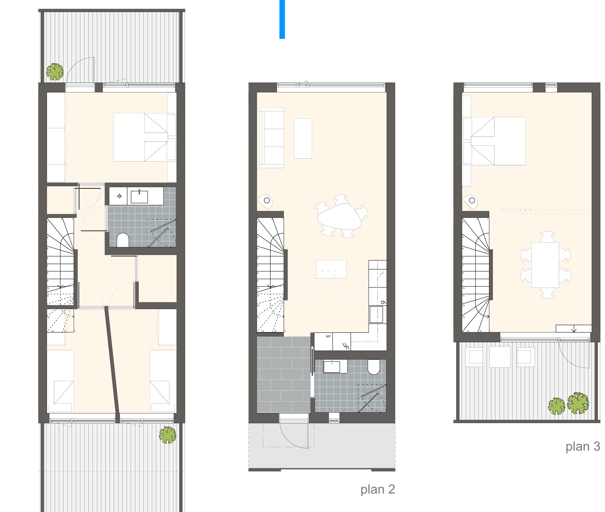 Innholdsrik rekkehus med 3 terrasser BRA: 126,0 m 2 / P-ROM: 123,0 m 2 / r: 10,8 + 13,9 + 12,3 m 2 Rekkehus finnes også speilvendt 12,9 m 2 10,5 m 2 3 terrasser 1,0 m 2