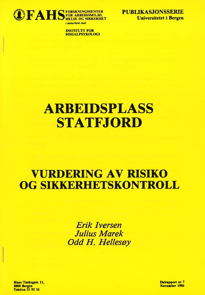 Statfjord-undersøkelsen 1985 Work in the arctic offshore petroleum industry CLIMATE DISTANCE LIGHT- DARKNESS POLAR SEASONS Cold Wind Polar lows Fog Time window: seasons Transport