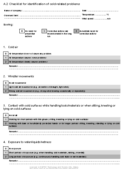 ISO 15743:2008(E) Cold work check list Are these conditions causing problems with cold?