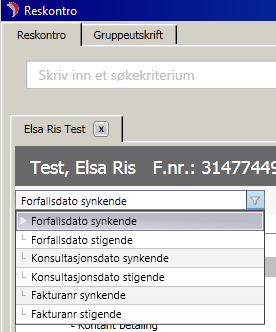 Sykehuset Østfold DIPS brukerhåndbok - Polikliniske takster Side 16 av 42 Søk: Hold musepeker over søkefeltet og aktuelle søkekriterier vises.