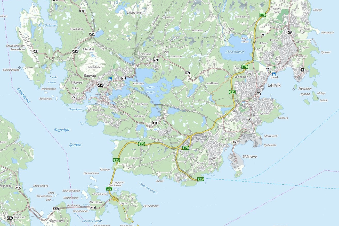 Figur 1. Oversiktskart over Nedre Litlabø. Svart sirkel syner tiltaksområdet.