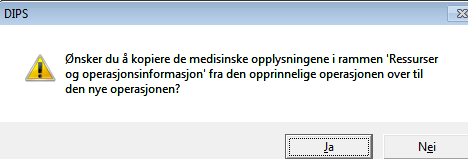 Sykehuset Østfold DIPS brukerhåndbok Operasjon Side 13 av 64 Klikk Kopier/flytt nederst i operasjonsbestillingen Kopier operasjon på samme innl.