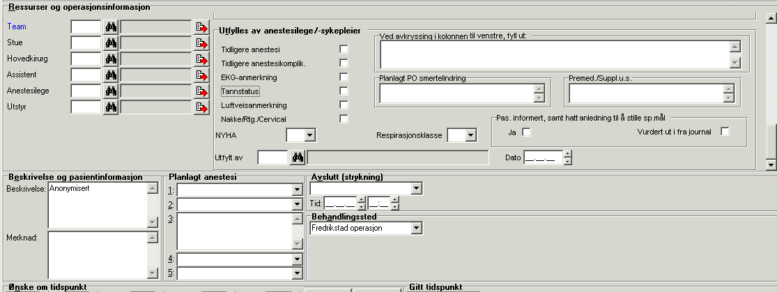 Sykehuset Østfold DIPS brukerhåndbok Operasjon Side 20 av 64 Dobbeltklikk på aktuell pasient. Bildet Registrer operasjon åpner seg.