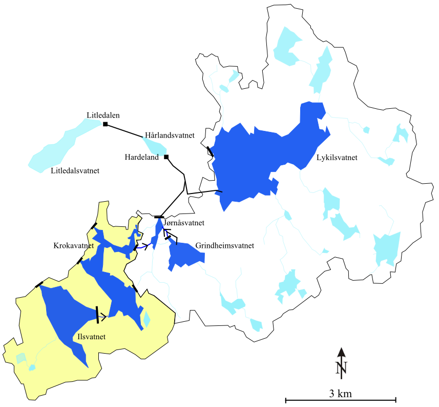 VASSDRAGET Etnevassdraget (041.Z) ligger sørvest i Etne kommune, og Haugaland Kraft AS har to kraftverk som drives av vann fra søndre del av vassdraget. Vassdraget ble først regulert rundt 1920.