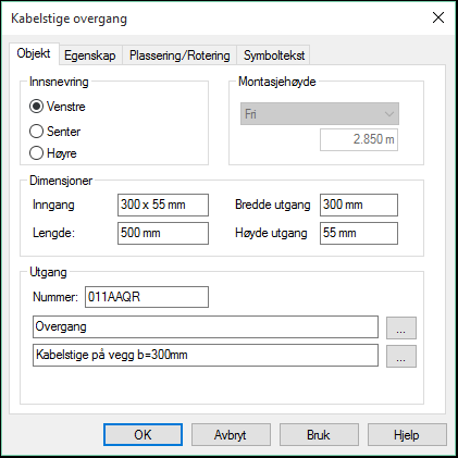 78 Installasjon DDS-CAD 11 T-stykke/Kryss/Overgang Disse komponentene kan settes inn mens du tegner kabelstigen eller i etterkant.