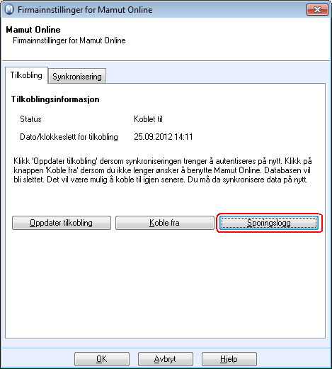 Nyheter i Mamut Business Software og Mamut Online Sporingslogg for Mamut Online I denne versjonen av Mamut Business Software har en knapp for å åpne sporingsloggen for Mamut Online blitt lagt til.