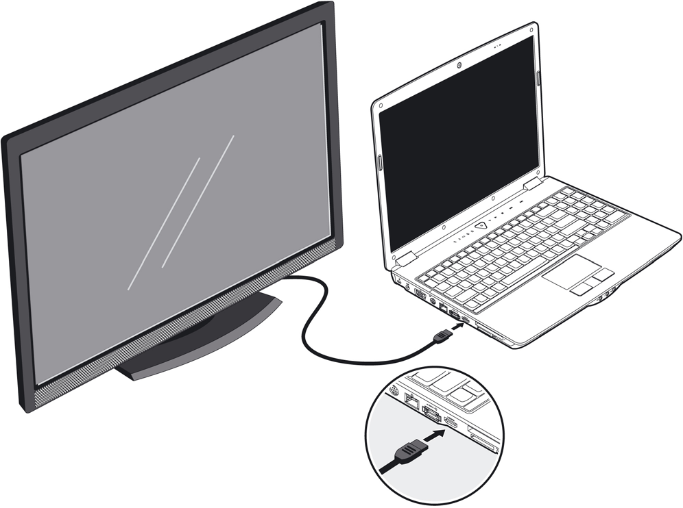 Tilkopling av en ekstern monitor Notebooken har en VGA-tilkoblingskontakt (17) for en ekstern monitor. 1. Slå av Deres notebook på en korrekt måte. 2.