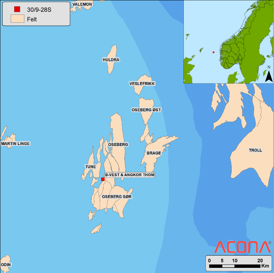 Figur 2-1 Lokasjon for letebrønn 30/9-28 S B-Vest Angkor Thom Basisinformasjon om letebrønn er oppsummert i Tabell 3-1.