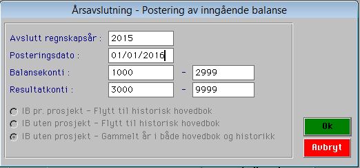 4a. Velg ønsket år 4b. Sett haken for permanent skifte når du ønsker å endre regnskapsår permanent. NB! Permanent skifte til 2016 bør velges så snart oppgjør er ferdig med sine føringer for 2015.