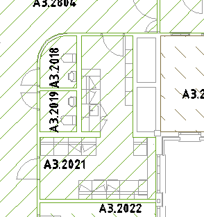 Figur 2 Rom A3.2064 C og A3.2073 Beskrivelse av areal som disponeres i dag/ kvm (Legg ved en Cad fil eller a.tegning, hvor lab arealet er rødt og støtte arealet gult) Behov for nye arealer A3.