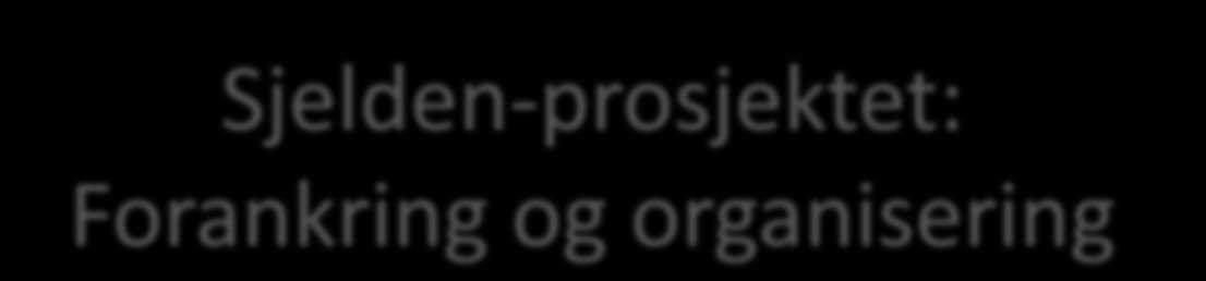 Sjelden-prosjektet: Forankring og organisering Sentralt prinsipp i anbudsdokumentet (sitat:) Tas hensyn til involverte diagnosegruppers synspunkter Krav til leverandør Erfaring med brukermedvirkning