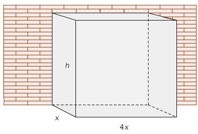 Oppgave 5 (4 poeng) Du skal lage et fuglebur av hønsenetting. Buret skal ha form som et rett, firkantet prisme. Buret skal bygges langs en mur slik at muren utgjør den ene veggen.