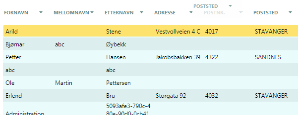 3.1. HOVEDSIDE KONTAKT- & GRUPPEMODULEN Søk etter kontakter En kan søke etter kontakter ved å skrive inn både tall og bokstaver i «søke» feltet (oppe til høyre).